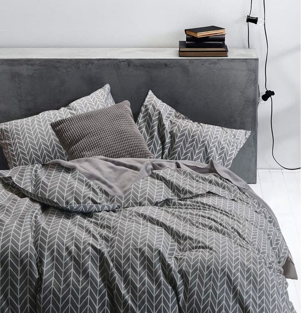 100% Cotton Grey Gray Chevron Duvet Cover & Pillow Cases